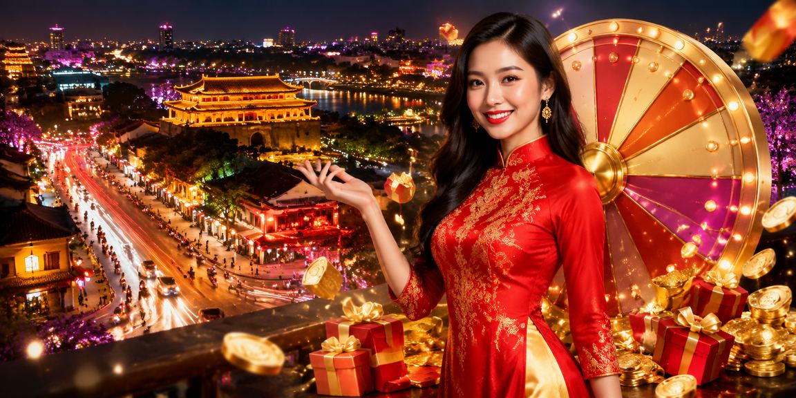 Ánh đèn neon lung linh tại Huế trong đêm cá cược và rút thăm may mắn